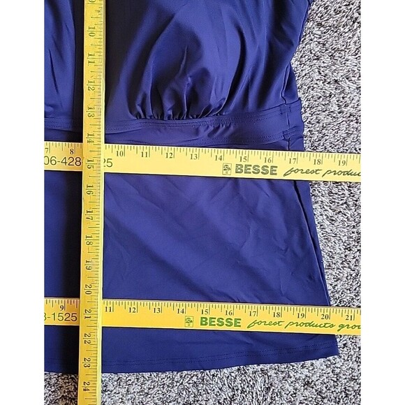 Swim Top Navy 16W DDD Halter Tankini Solid Padded Bra Lands End Plus 1X S479 - Picture 4 of 7